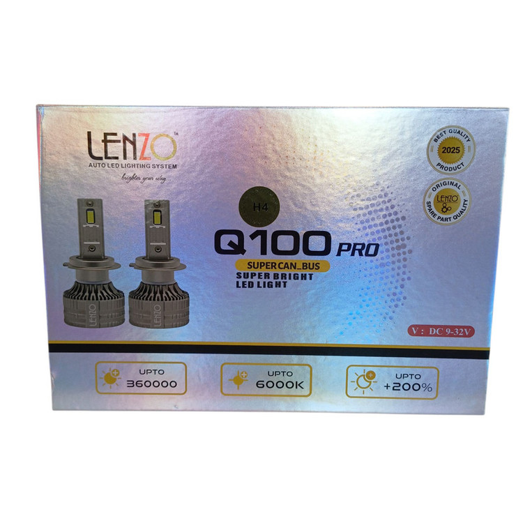 لامپ هدلایت لنزو مدل Q100 pro پایه H4 بسته 2 عددی