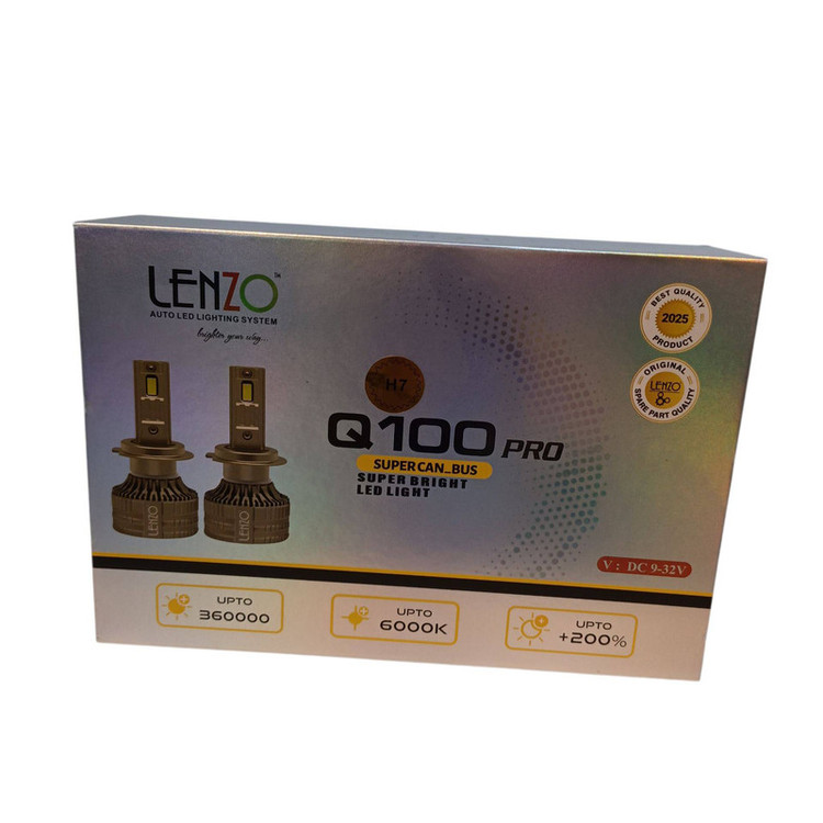 لامپ هدلایت لنزو مدل Q100 pro پایه H7 بسته 2 عددی