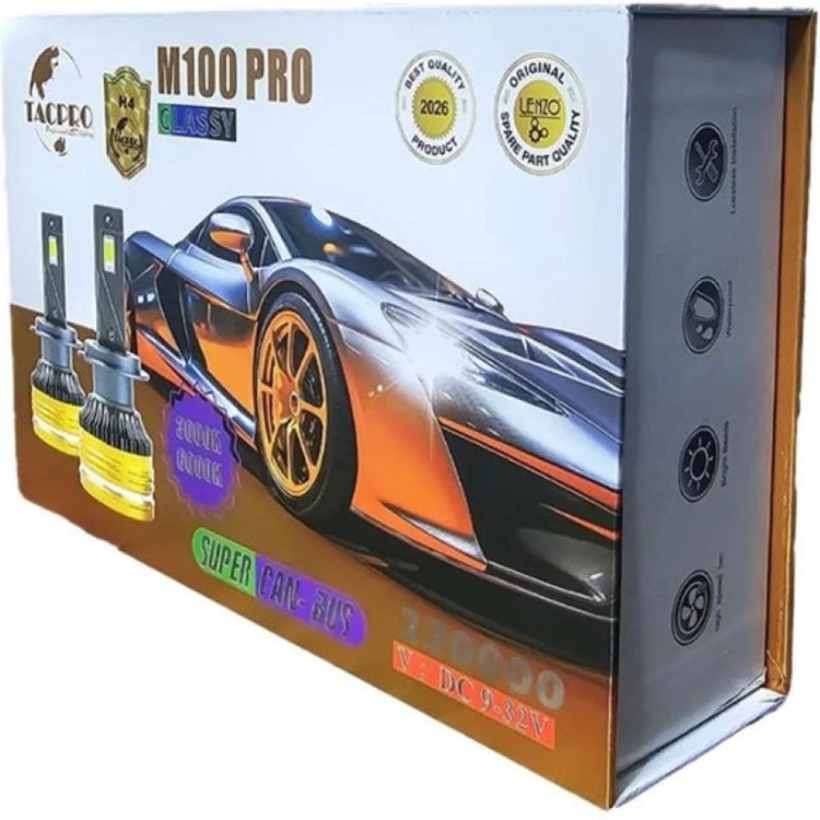 هدلایت لامپ خودرو لنزو مدل M100 pro پایه H4 بسته 2 عددی