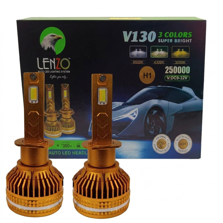 هدلایت سه حالته لنزو مدل V130 pro پایه H7 بسته دو عددی