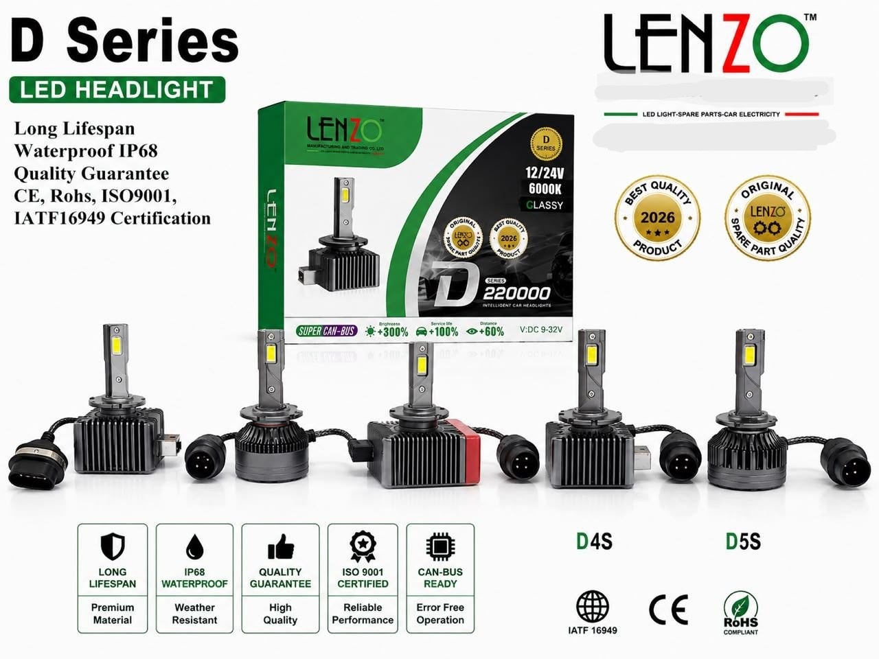 هدلایتهای جدید سری D لنزو جایگزین زنون فابریک با پایه های D1s D2s D3s D4s D5s