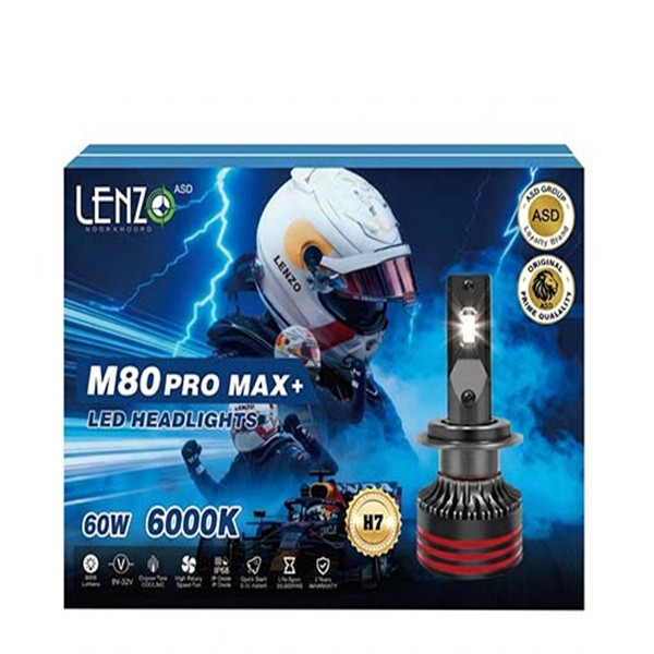 هدلایت لنزو مدل M80 / V80 Pro Max پایه H1 H4 H7 بسته 2 عددی