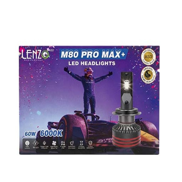 هدلایت لنزو مدل M80 / V80 Pro Max پایه H1 H4 H7 بسته 2 عددی